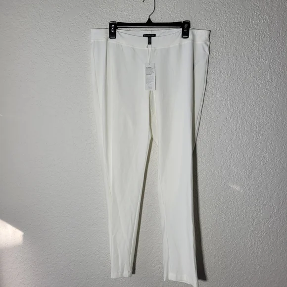 Eileen Fisher $168 Women's White Washable Stretch Crepe Slim PantSlim Fit Large - Picture 4 of 10